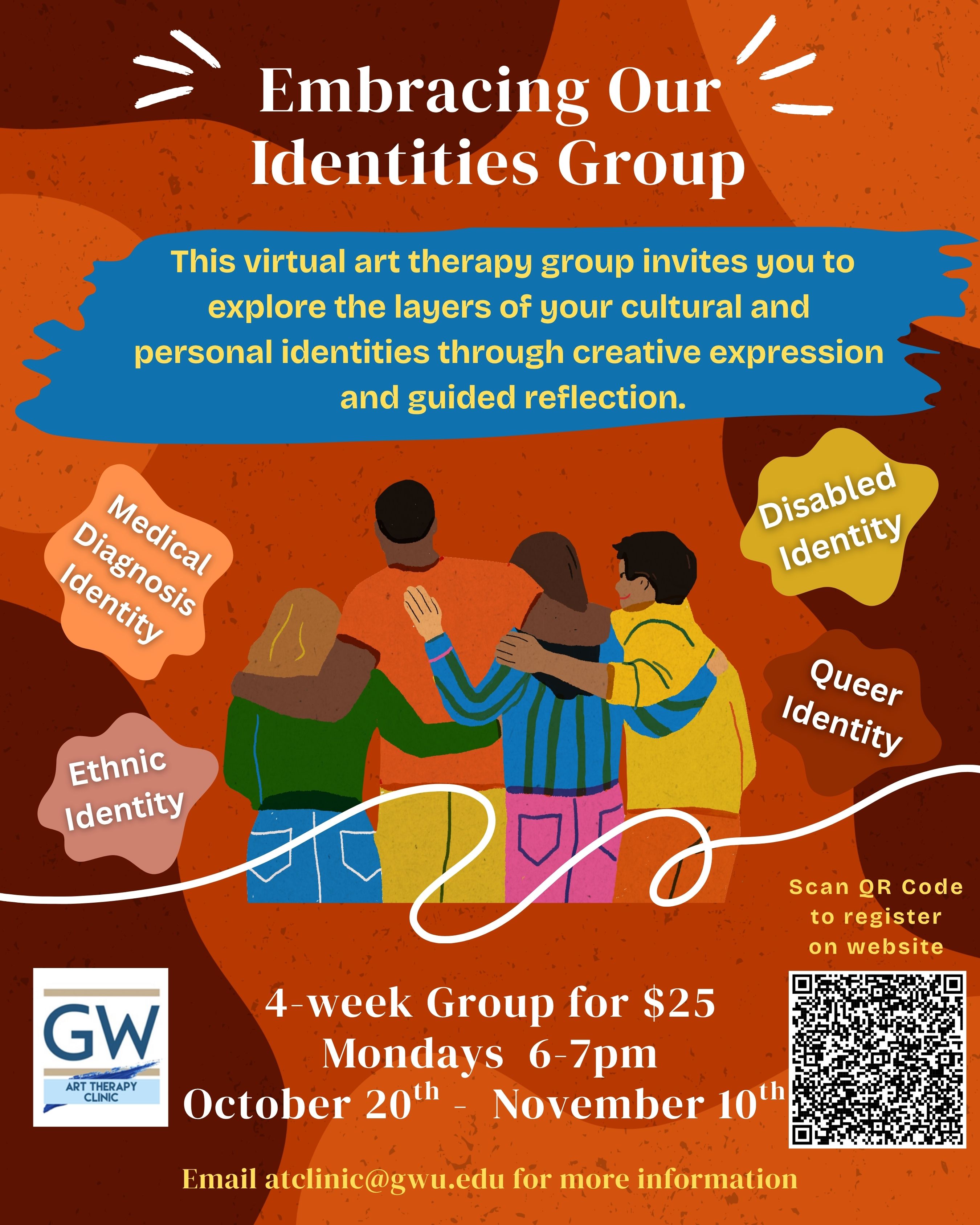 Flyer for Art Therapy Group focuse don supporting identities