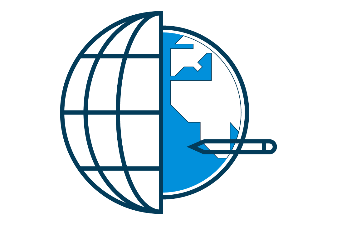 Graphic of a globe with a pencil.